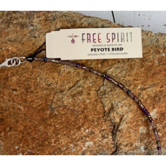 Peyote Bird Sterling Silver‎ Cool Shades Charm 16" Purple Bead Choker J039 - Picture 4 of 5